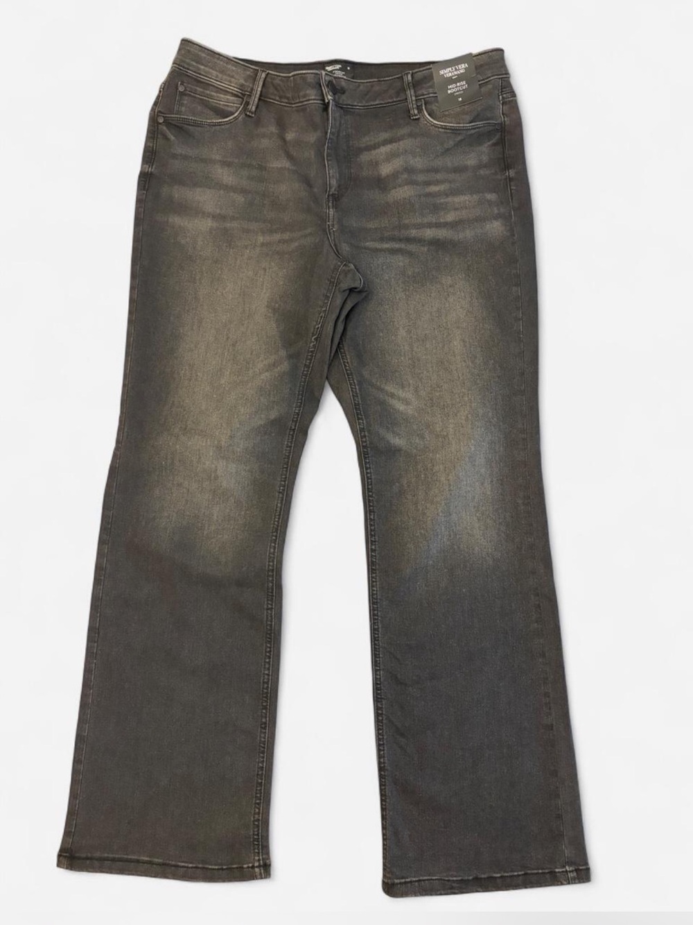 NWT Simply Vera Wang Women's Dark Gray Stretch Bootcut Midrise Jeans